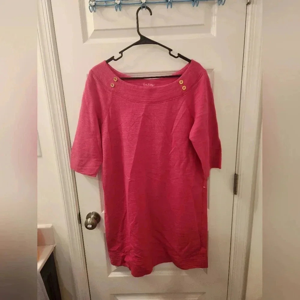 Lilly Pulitzer Pink Knit Dress Nwot Size L‎ Short Sleeved Midi #M612